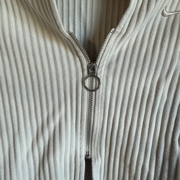 NIKE Chill Ribbed Slim Full Zip Cardigan Women’s Bone White Zip Up Jacket Sz S - Picture 6 of 7